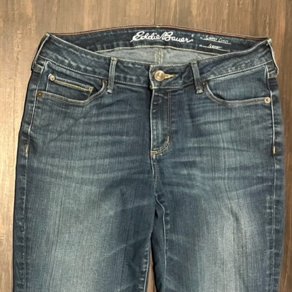Eddie Bauer Mid-Rise Jeans Intentionally Faded Straight Leg Petite